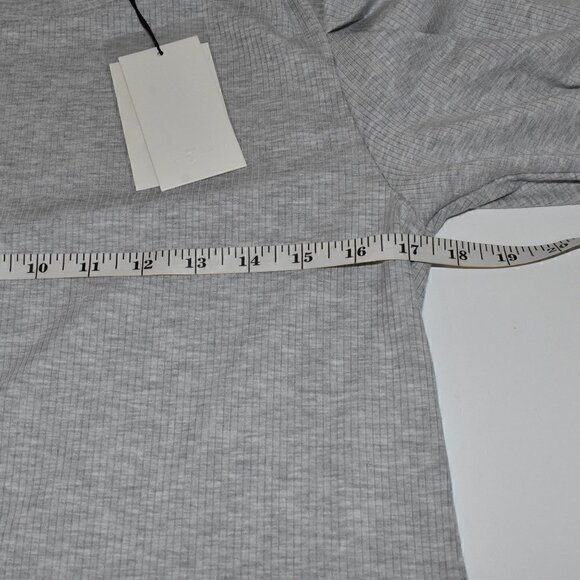 7 For All Mankind Pleated Puff Shoulder Power Rib Tee Top Heather Grey S… - Picture 7 of 14
